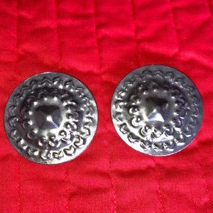 1 pair st earrings, rd metal 2” d. w/backs.              $19
